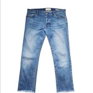 Nili Lotan Mid Rise Boyfriend Crop Jean Womens Size 28 Blue Denim Ankle Fray